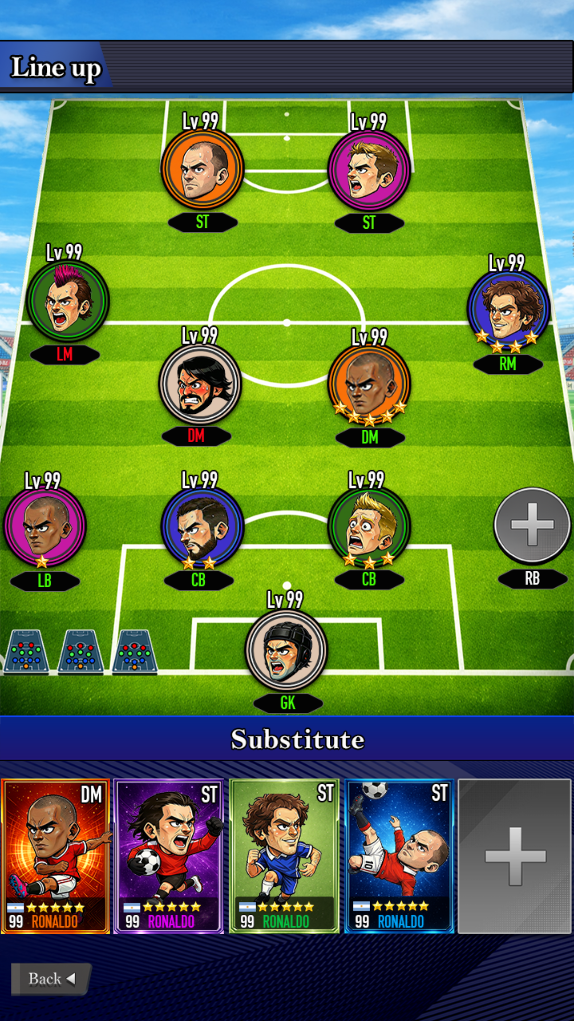 Soccer Tactical lineup screen
